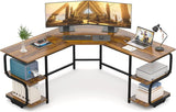 Modern L Shaped Desk with Shelves,64.84" Gaming Computer Desk for Home Office,Corner Desk with Desktop ，Black Oak